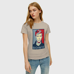 Футболка хлопковая женская Bowie Poster, цвет: миндальный — фото 2