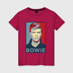 Футболка хлопковая женская Bowie Poster, цвет: маджента