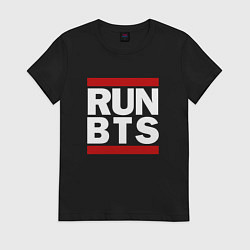 Футболка хлопковая женская RUN BTS, цвет: черный
