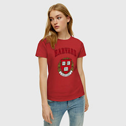 Футболка хлопковая женская Harvard university, цвет: красный — фото 2