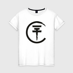 Футболка хлопковая женская Tokio Hotel: Black Symbol, цвет: белый
