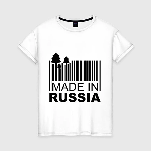 Женская футболка Made in Russia штрихкод / Белый – фото 1