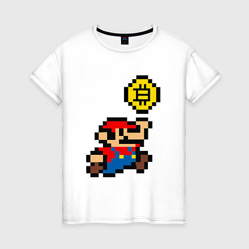 Женская футболка Mario Bitcoin / Белый – фото 1
