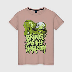 Футболка хлопковая женская Bring Me The Horizon: Green Girl, цвет: пыльно-розовый