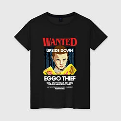 Футболка хлопковая женская Wanted: Eggo Thief / 11, цвет: черный