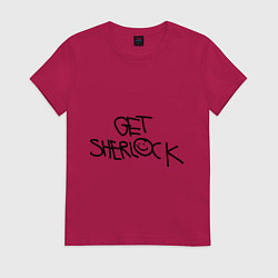 Футболка хлопковая женская Get sherlock, цвет: маджента