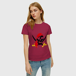 Футболка хлопковая женская Пиратская футболка, цвет: маджента — фото 2