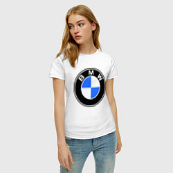 Футболка хлопковая женская Logo BMW, цвет: белый — фото 2