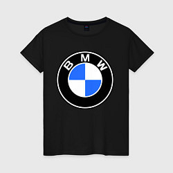 Футболка хлопковая женская Logo BMW, цвет: черный