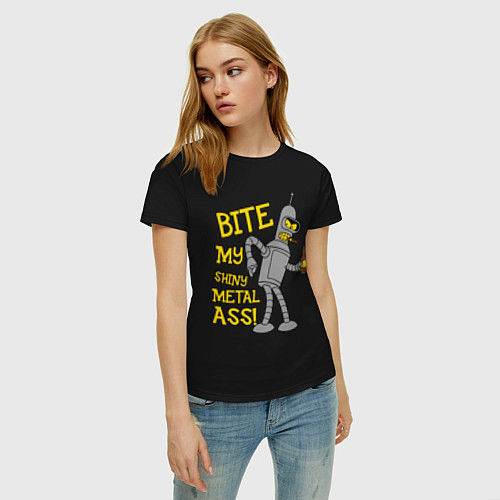 Женская футболка Bite my shunny metal ass / Черный – фото 3