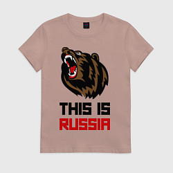 Футболка хлопковая женская This is Russia, цвет: пыльно-розовый