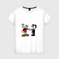Футболка хлопковая женская Cuphead: Bendy, цвет: белый