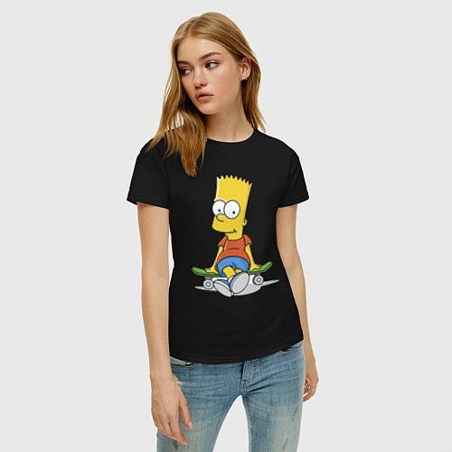 Женская футболка Барт на скейте / Черный – фото 3
