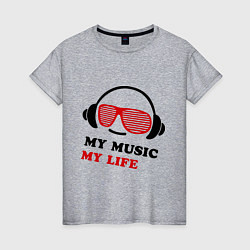 Футболка хлопковая женская My music my life, цвет: меланж