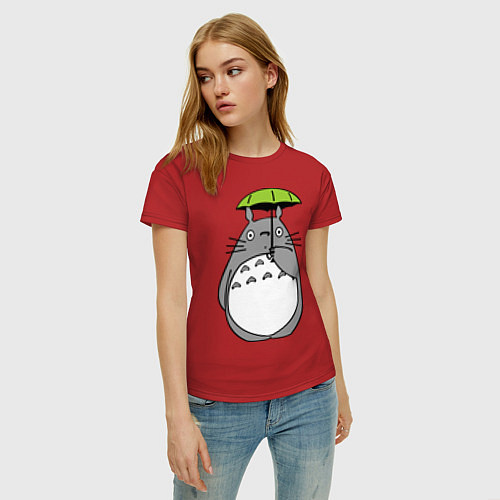 Женская футболка Totoro с зонтом / Красный – фото 3