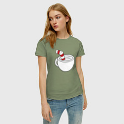 Футболка хлопковая женская Red Cuphead, цвет: авокадо — фото 2