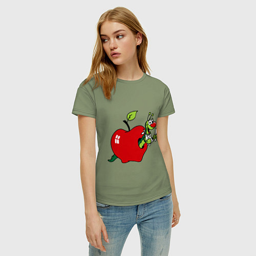 Женская футболка Яблочко с червячком / Авокадо – фото 3