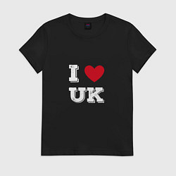 Футболка хлопковая женская I love UK, цвет: черный