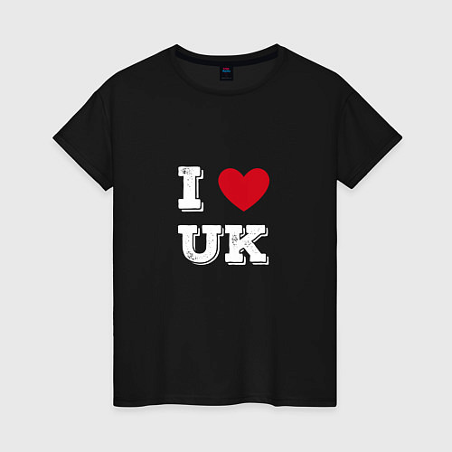 Женская футболка I love UK / Черный – фото 1