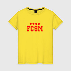 Футболка хлопковая женская FCSM Club, цвет: желтый