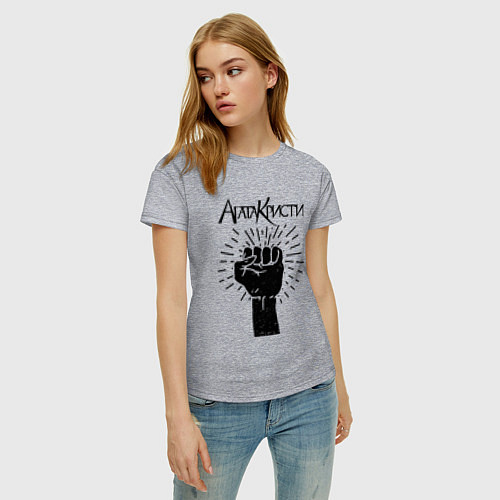 Женская футболка Агата Кристи в кулаке / Меланж – фото 3