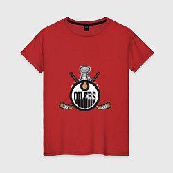 Футболка хлопковая женская Edmonton Oilers Hockey, цвет: красный