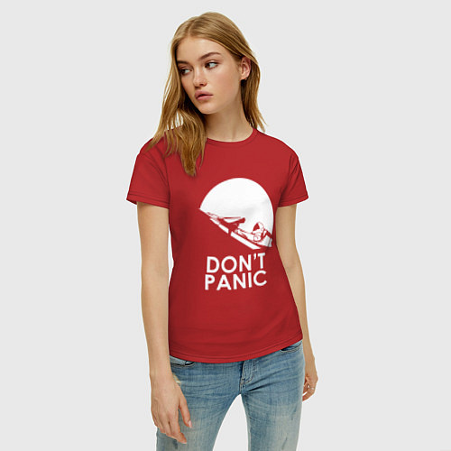 Женская футболка Elon: Don't Panic / Красный – фото 3