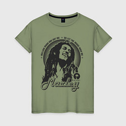 Футболка хлопковая женская Bob Marley: Island, цвет: авокадо