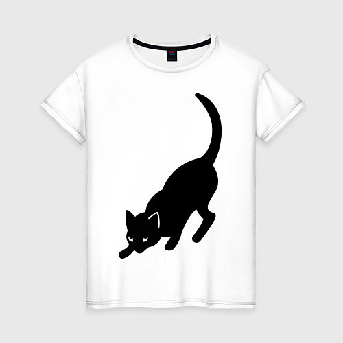 Женская футболка ЧернаяБелая кошечка / Белый – фото 1