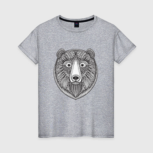 Женская футболка Расписной медведь / Меланж – фото 1