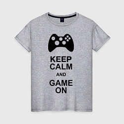 Футболка хлопковая женская Keep Calm & Game On, цвет: меланж