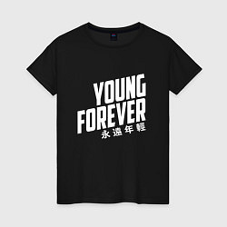 Футболка хлопковая женская Young Forever, цвет: черный