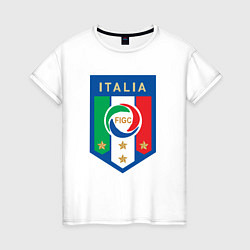 Футболка хлопковая женская Italia FIGC, цвет: белый