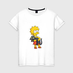 Женская футболка Лиза Симпсон и кот