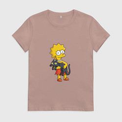 Женская футболка Лиза Симпсон и кот