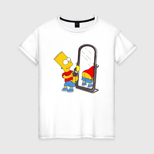 Женская футболка Барт у зеркала / Белый – фото 1
