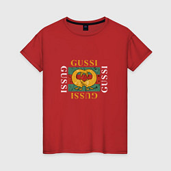 Футболка хлопковая женская GUSSI Love, цвет: красный