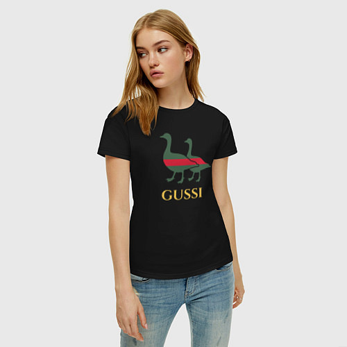 Женская футболка GUSSI GG / Черный – фото 3