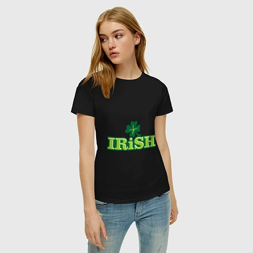 Женская футболка Ирландия / Черный – фото 3