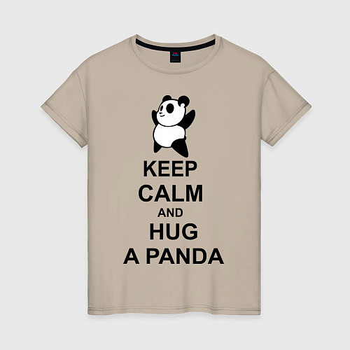 Женская футболка Keep Calm & Hug A Panda / Миндальный – фото 1
