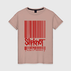 Футболка хлопковая женская Slipknot: barcode, цвет: пыльно-розовый