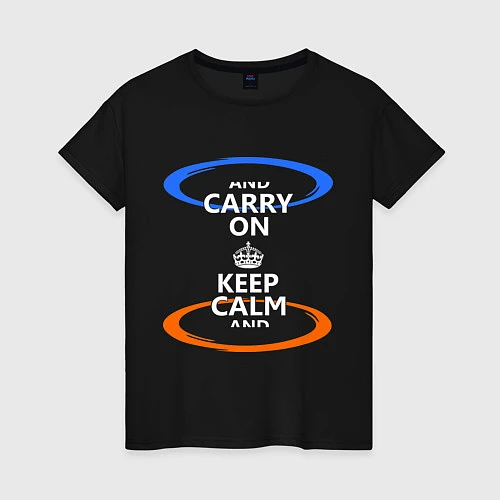 Женская футболка Keep Calm & Portal / Черный – фото 1