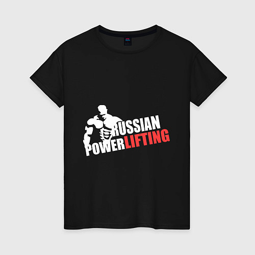 Женская футболка Russian powerlifting (светящийся) / Черный – фото 1