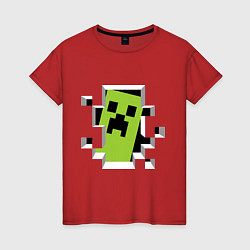Футболка хлопковая женская Crash Minecraft, цвет: красный