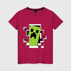 Футболка хлопковая женская Crash Minecraft, цвет: маджента