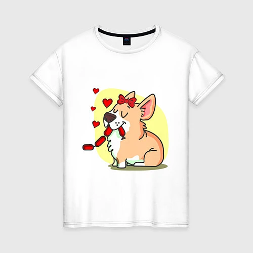 Женская футболка Влюбленная собачка / Белый – фото 1