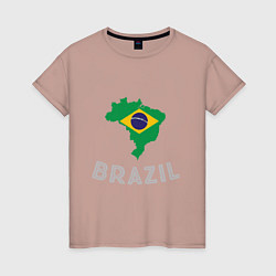 Футболка хлопковая женская Brazil Country, цвет: пыльно-розовый