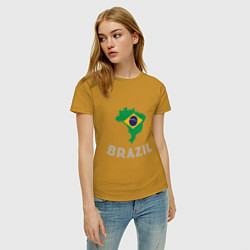 Футболка хлопковая женская Brazil Country, цвет: горчичный — фото 2