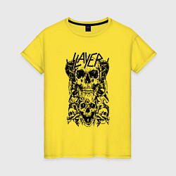 Футболка хлопковая женская Slayer Skulls, цвет: желтый