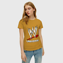 Футболка хлопковая женская WWE universe, цвет: горчичный — фото 2